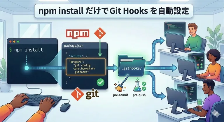 npm install だけで Git Hooks を全員に自動設定する方法